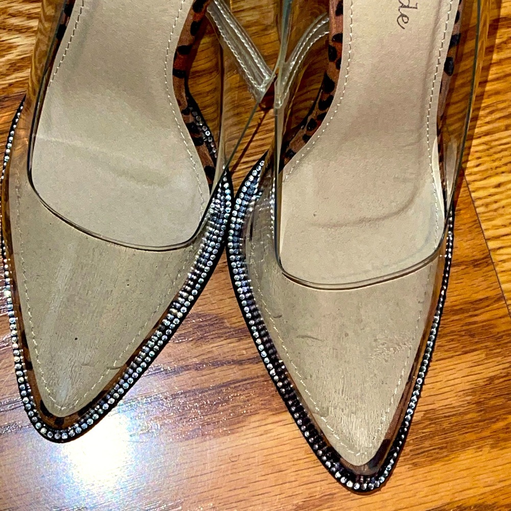 Lemonade Crystal clear heels (leopard print)